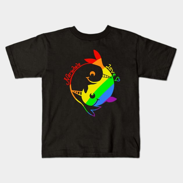 rainbow narwhale zen ying yang Kids T-Shirt by wolfmanjaq